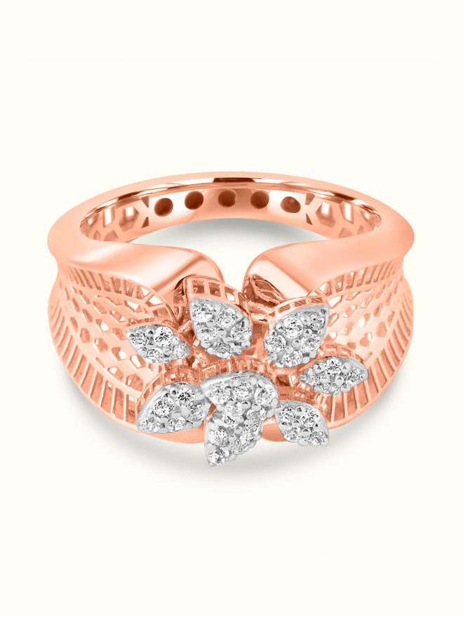 Diamond Ring with Delicate Flower Design