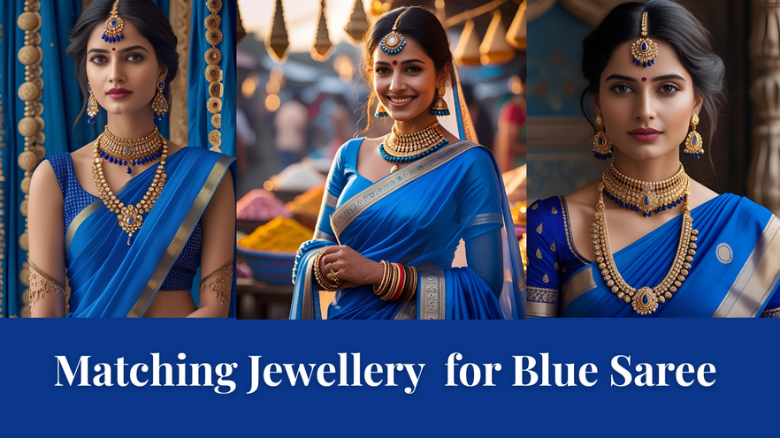 Blue Saree Matching Jewellery Combination Ideas 