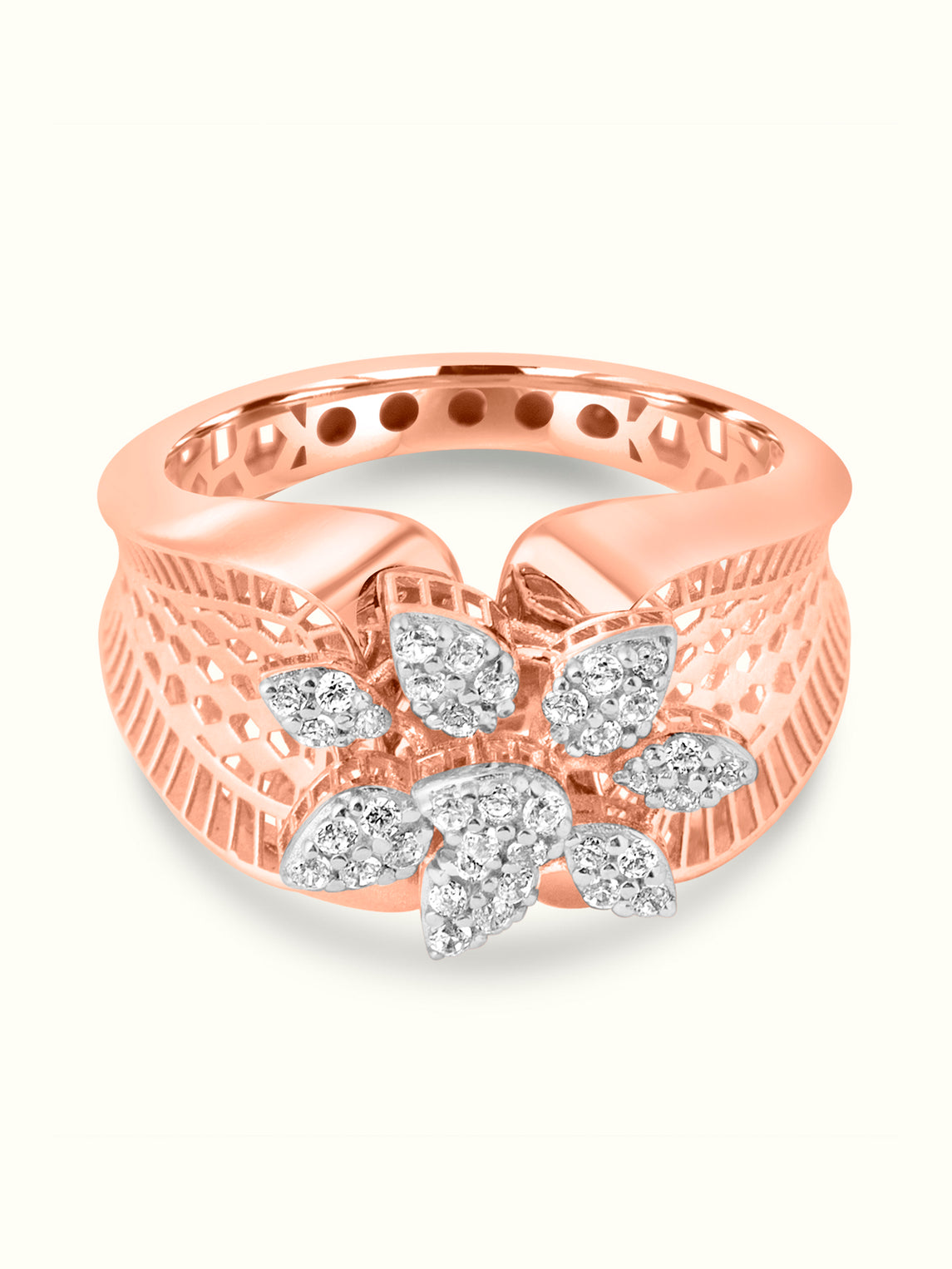 Diamond Ring with Delicate Flower Design