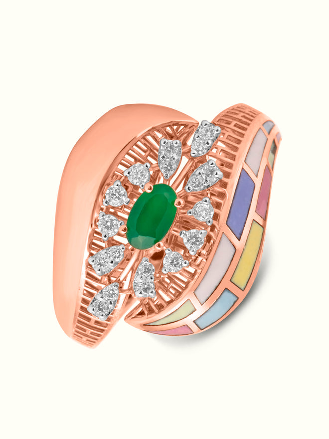 Emerald and Diamond Statement Ring