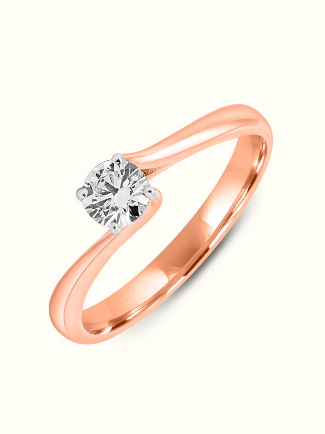 Swirl Solitaire Diamond Ring