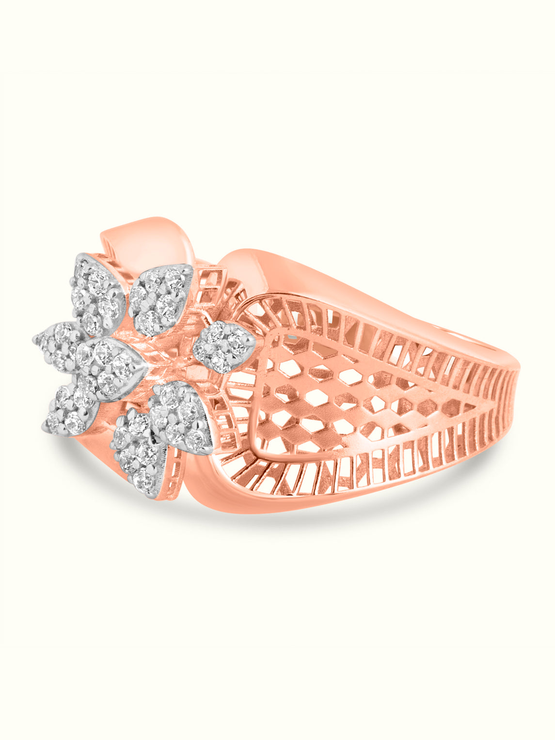 Diamond Ring with Delicate Flower Design