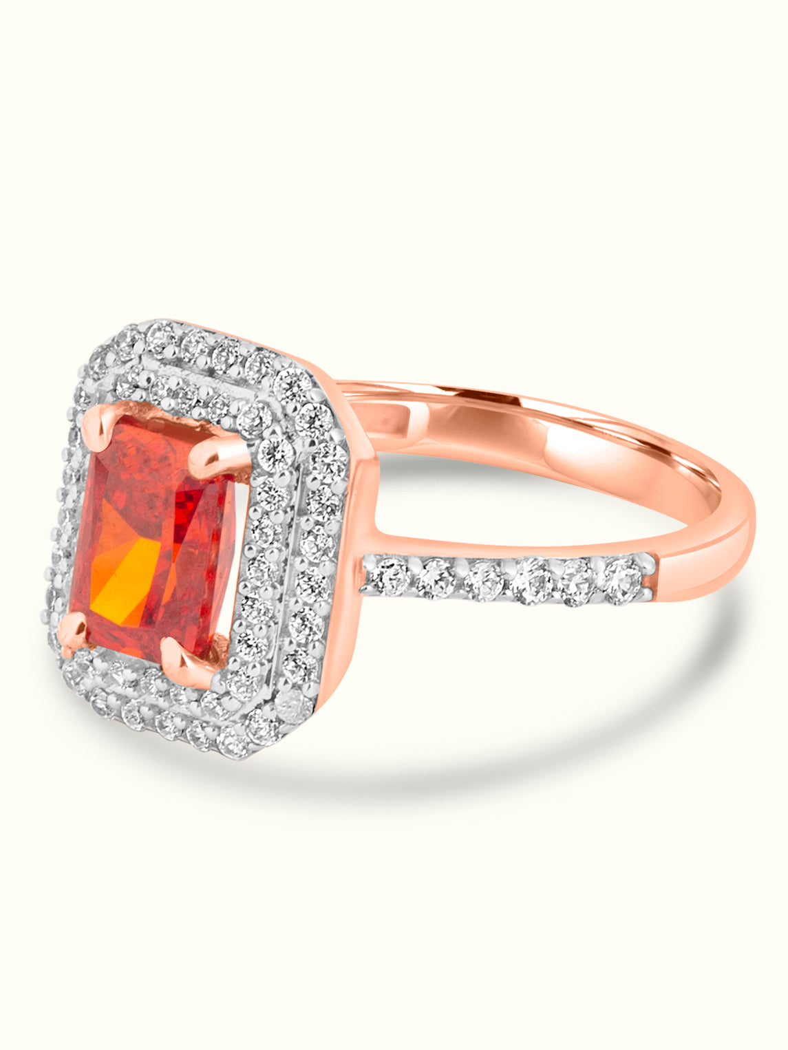 Fire Opal Halo Ring