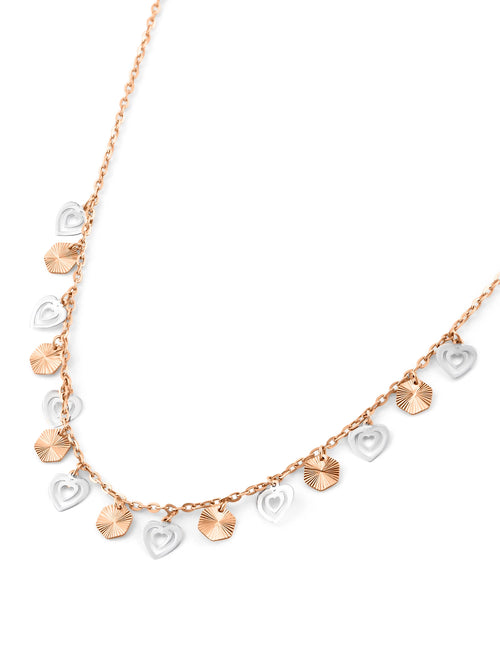 Rosy Hearts Cascade Necklace