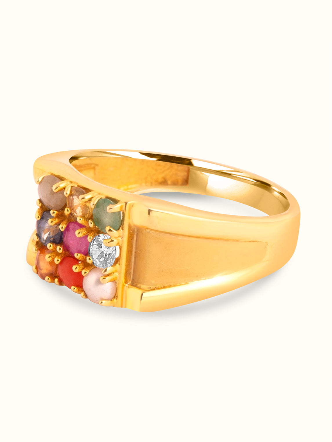 Nine Gemstone Gold Ring