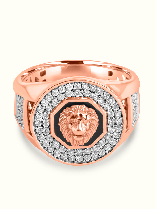 Intricate Diamond Lion Head Ring