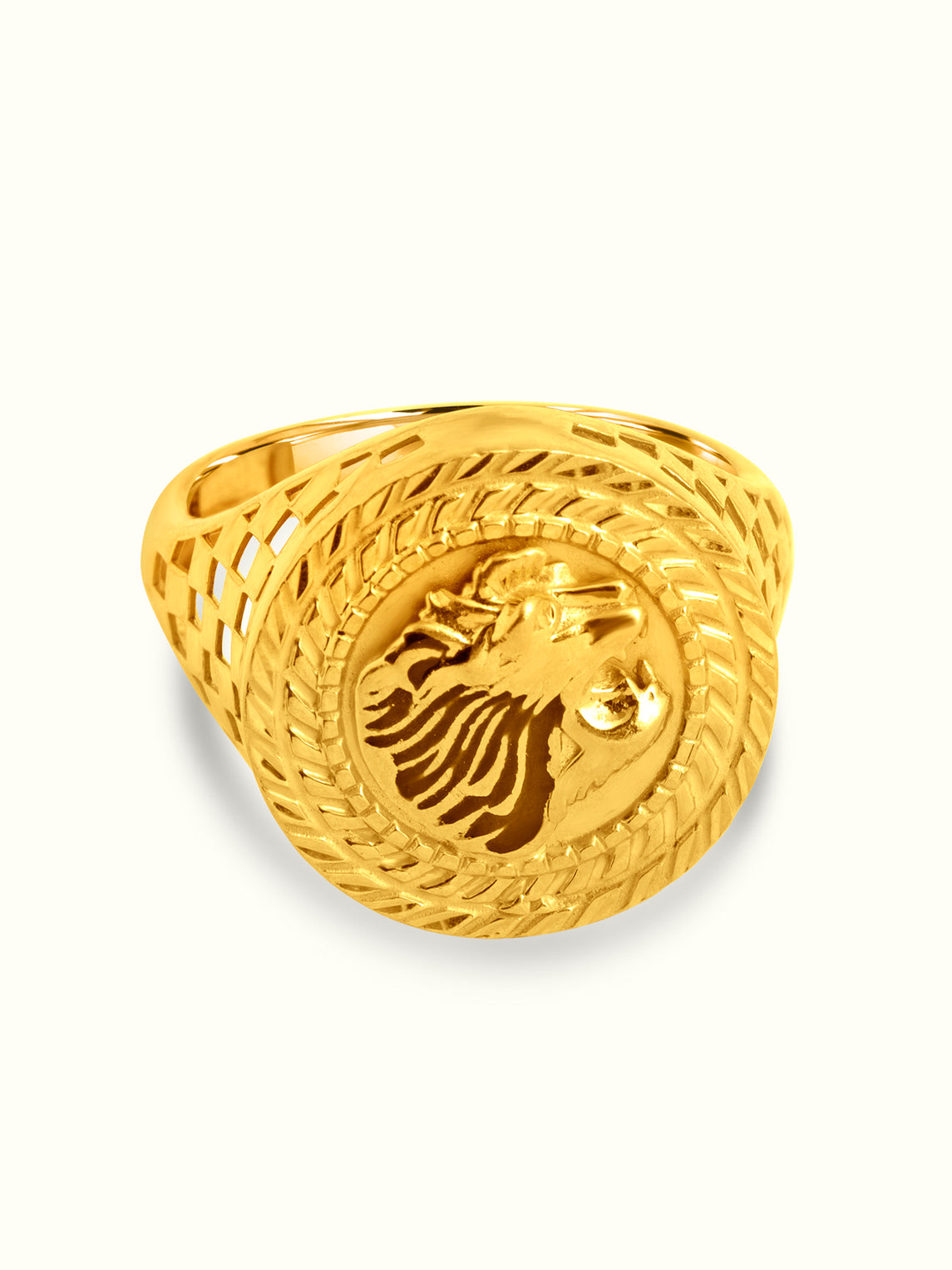 Gold Lion Head Ring