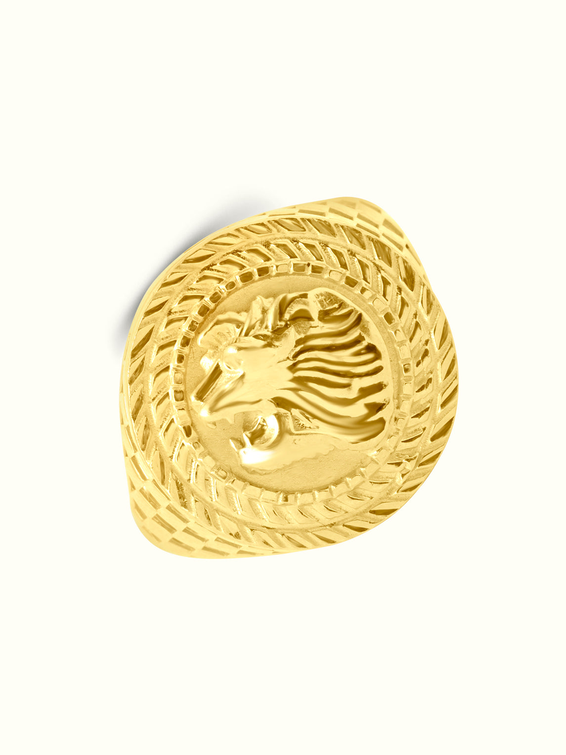 Gold Lion Head Ring