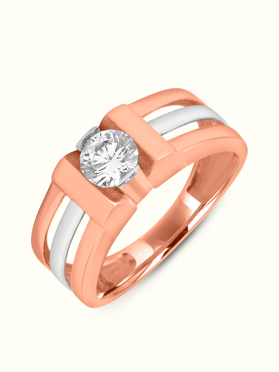 Modern Two-Tone Diamond Ring